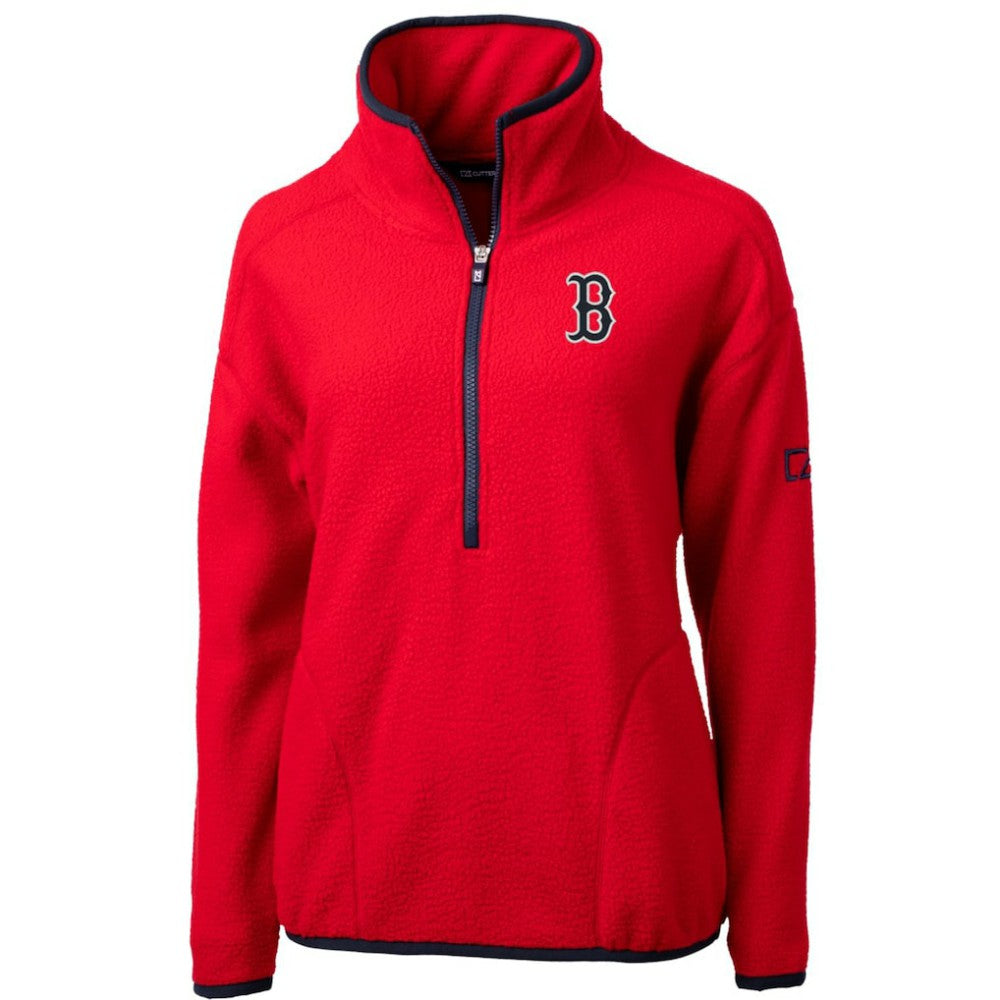 Red Boston Red Sox Cutter & Buck Women's Cascade Eco Sherpa Fleece Quarter-Zip Pullover Jacket