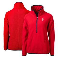 Red Philadelphia Phillies Cutter & Buck Women's Cascade Eco Sherpa Fleece Quarter-Zip Pullover Jacket