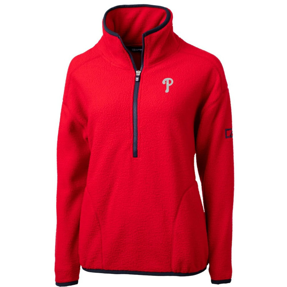 Red Philadelphia Phillies Cutter & Buck Women's Cascade Eco Sherpa Fleece Quarter-Zip Pullover Jacket