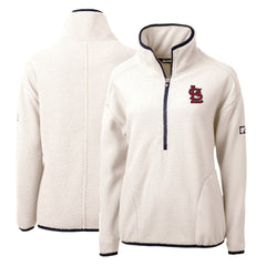 White/Navy St. Louis Cardinals Cutter & Buck Women's Cascade Eco Sherpa Fleece Quarter-Zip Pullover Jacket