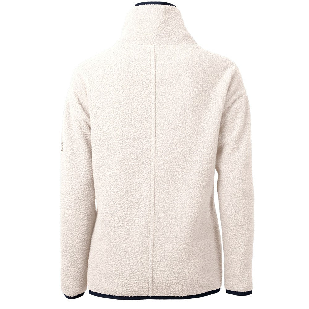 White/Navy Cleveland Guardians Cutter & Buck Women's Cascade Eco Sherpa Fleece Quarter-Zip Pullover Jacket