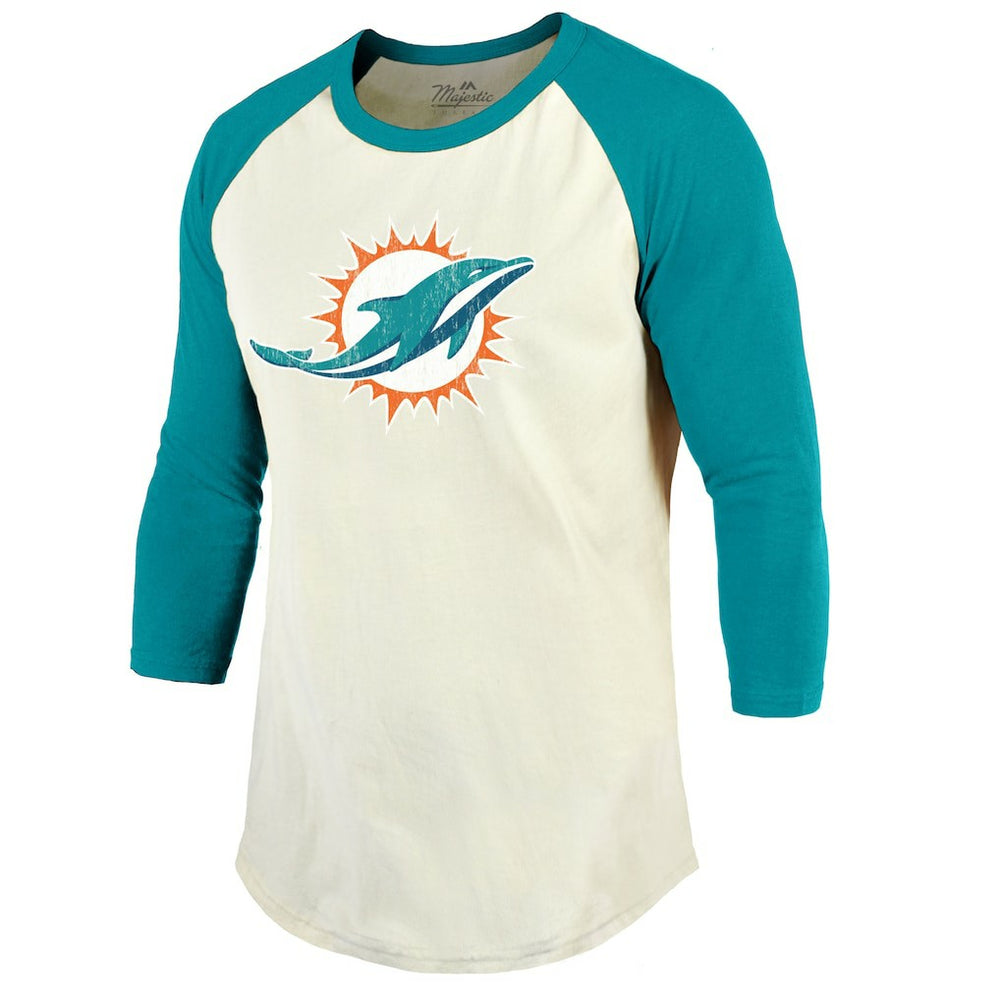 Tyreek Hill  Majestic Threads Vintage Player Name & Number Raglan 3/4-Sleeve T-Shirt - Miami Dolphins T-shirts