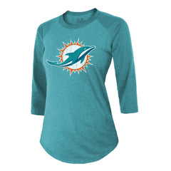 Tyreek Hill  Majestic Threads Women's Name & Number Raglan 3/4 Sleeve T-Shirt - Miami Dolphins T-shirts