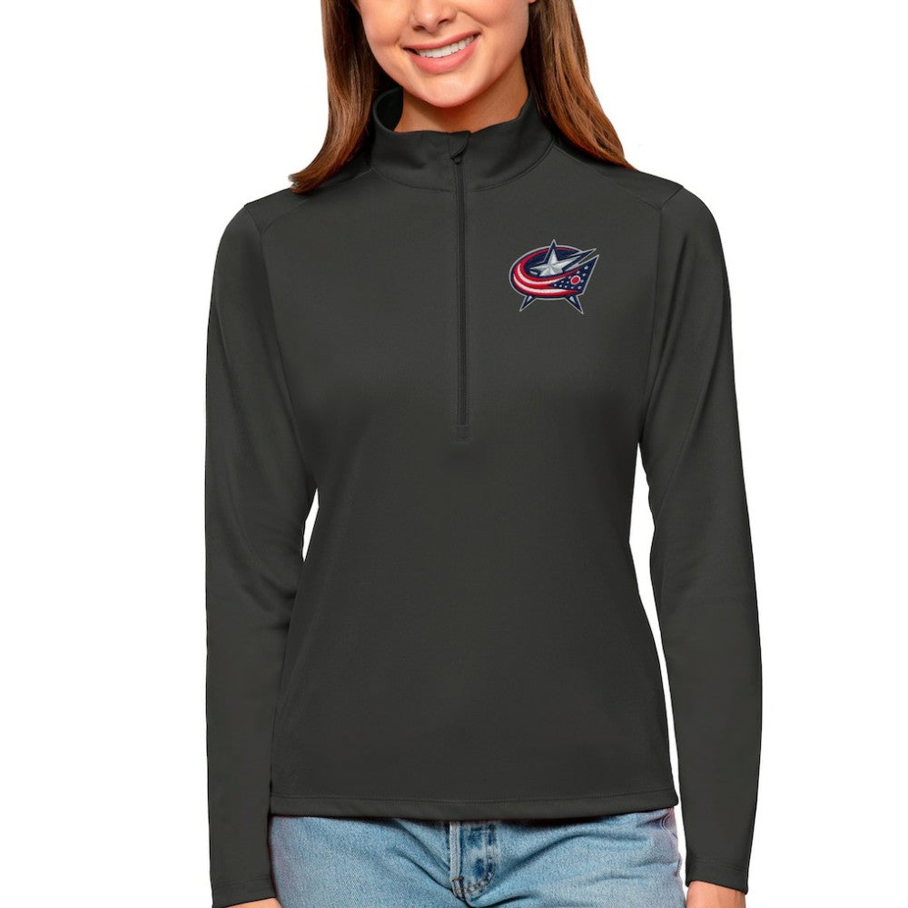 NHL Columbus Blue Jackets Antigua Women's Tribute Quarter-Zip Pullover Top