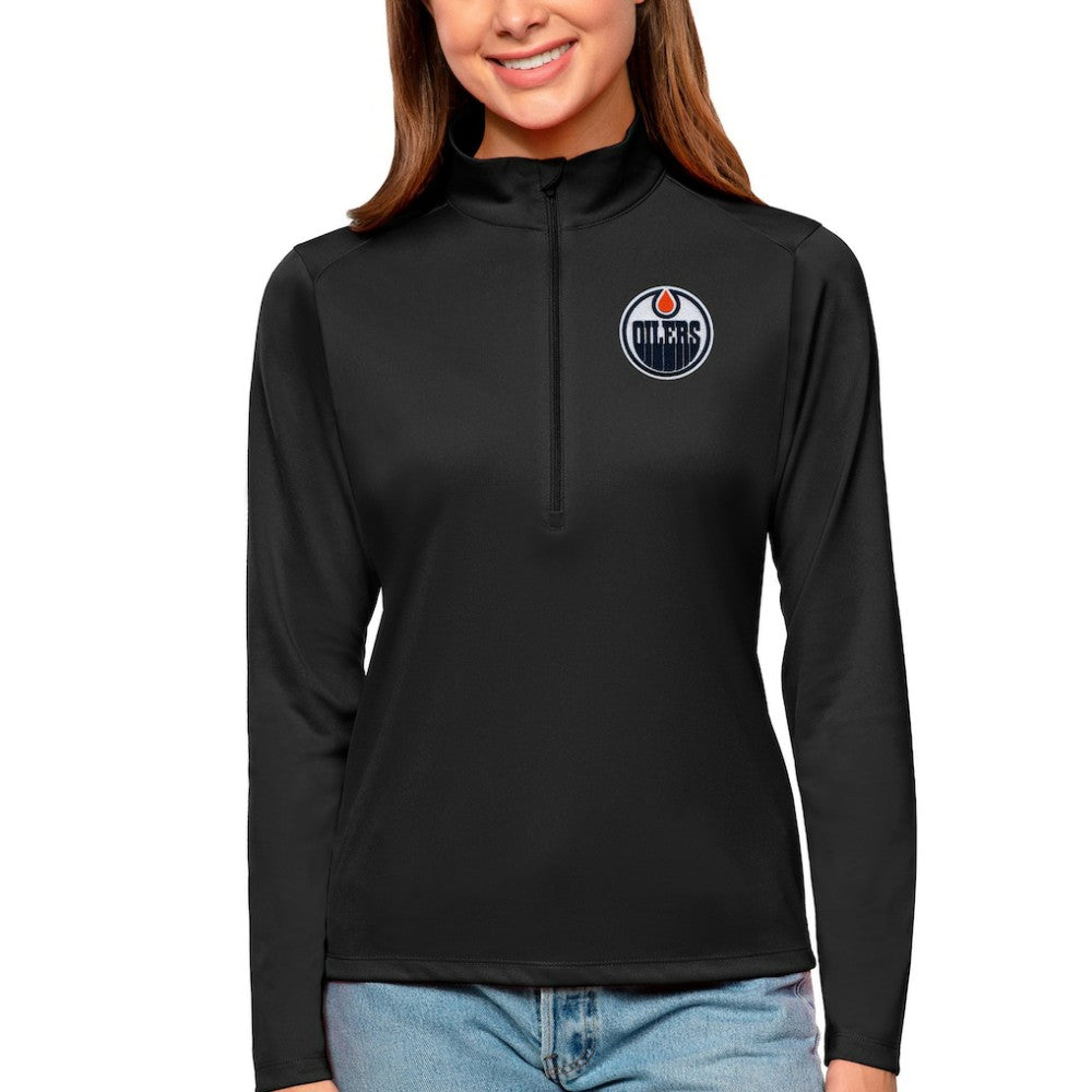 NHL Edmonton Oilers Antigua Women's Tribute Quarter-Zip Pullover Top