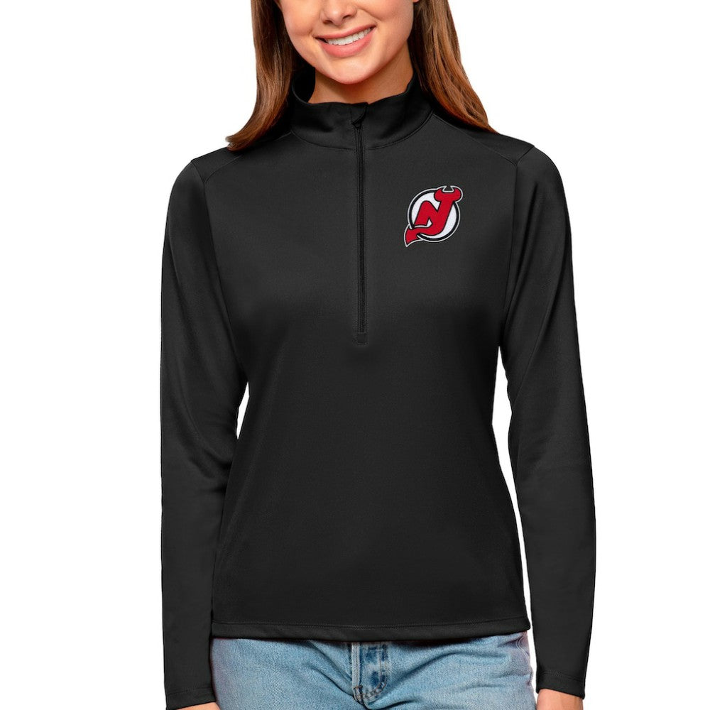 NHL New Jersey Devils Antigua Women's Tribute Quarter-Zip Pullover Top