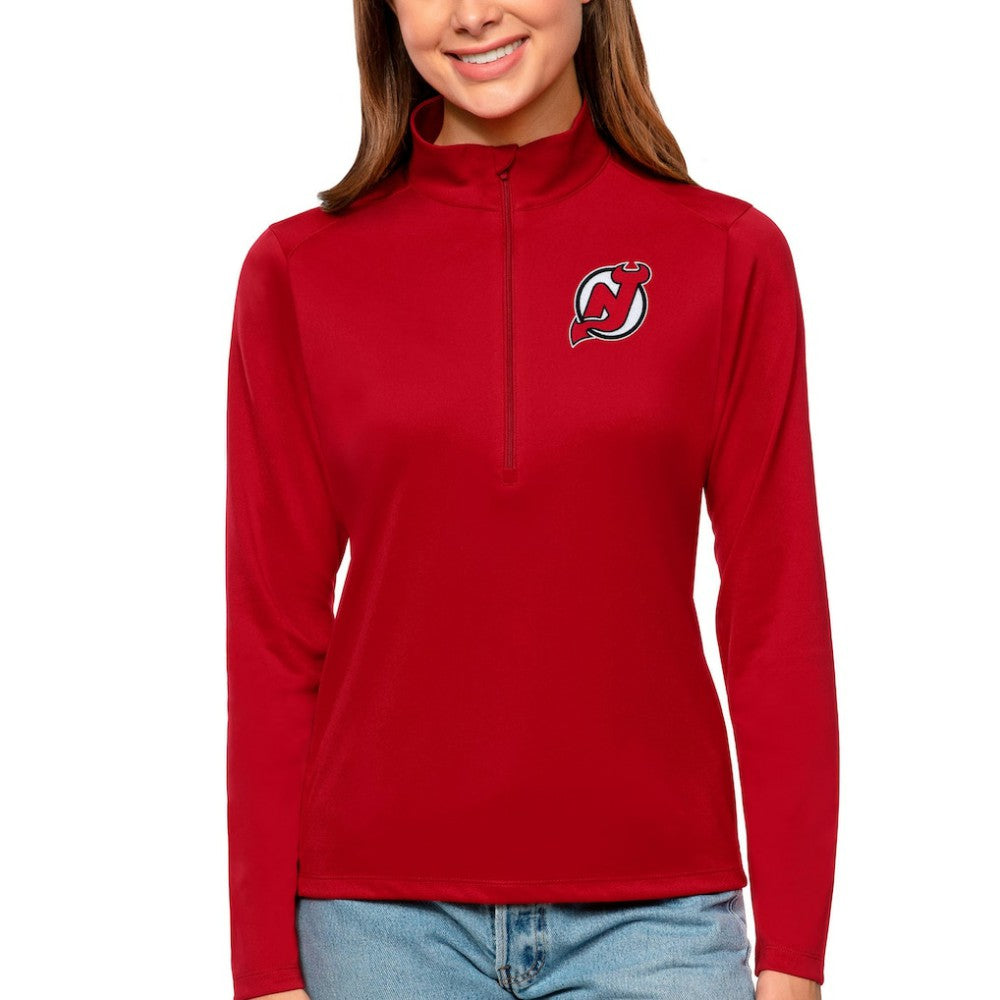 NHL New Jersey Devils Antigua Women's Tribute Quarter-Zip Pullover Top