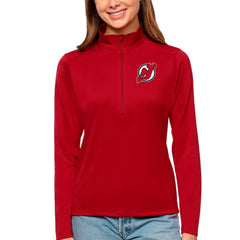 NHL New Jersey Devils Antigua Women's Tribute Quarter-Zip Pullover Top