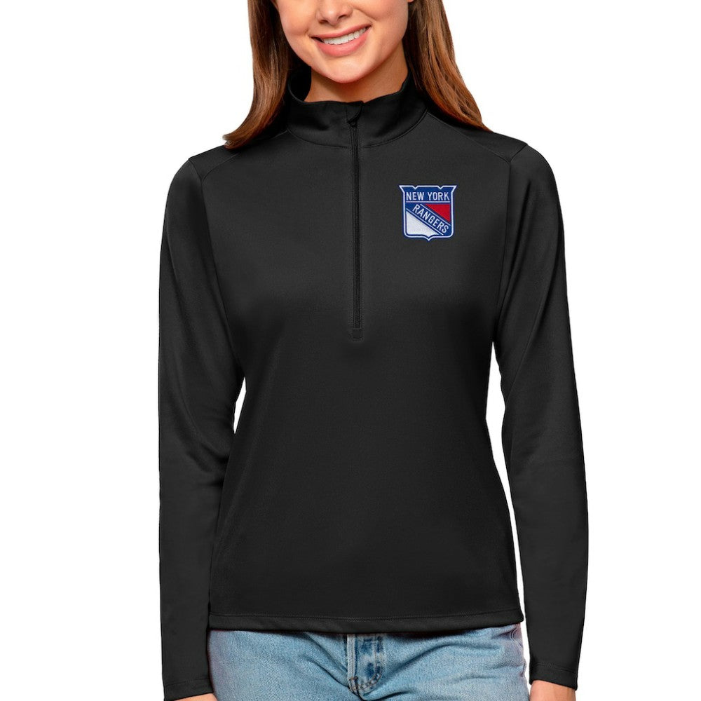 NHL New York Rangers Antigua Women's Tribute Quarter-Zip Pullover Top