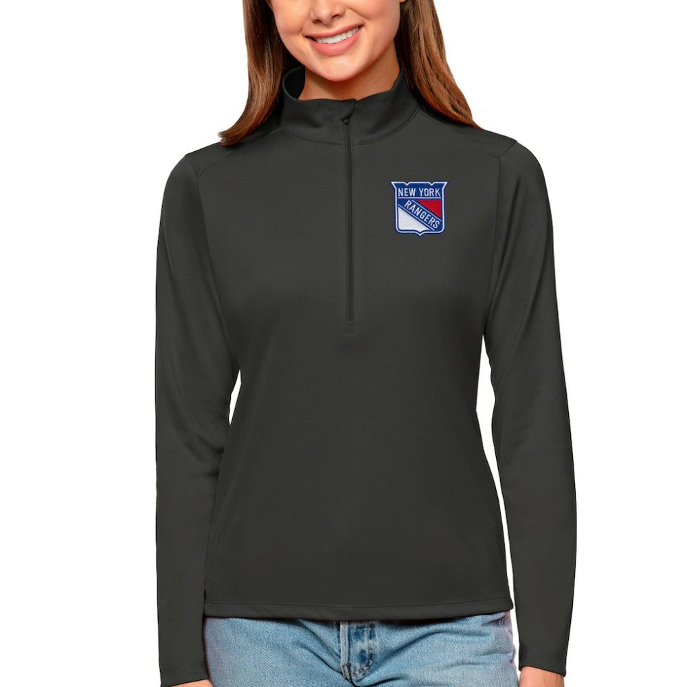 NHL New York Rangers Antigua Women's Tribute Quarter-Zip Pullover Top