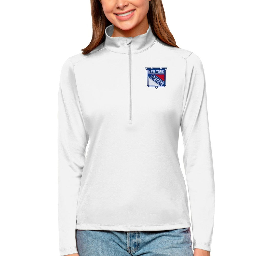 NHL New York Rangers Antigua Women's Tribute Quarter-Zip Pullover Top