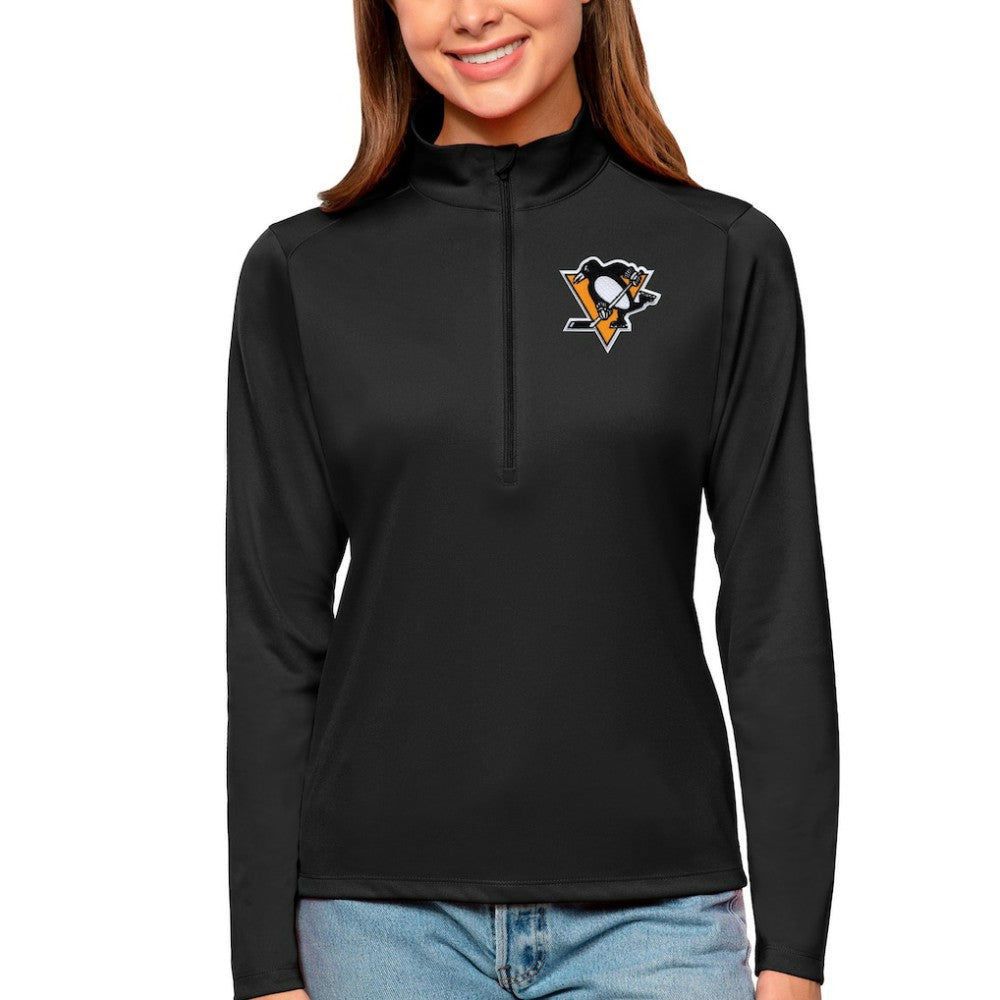 NHL Pittsburgh Penguins Antigua Women's Tribute Quarter-Zip Pullover Top