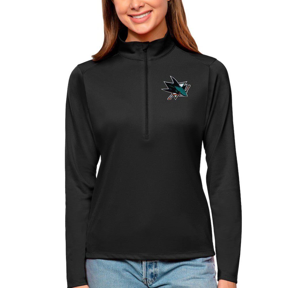 NHL San Jose Sharks Antigua Women's Tribute Quarter-Zip Pullover Top