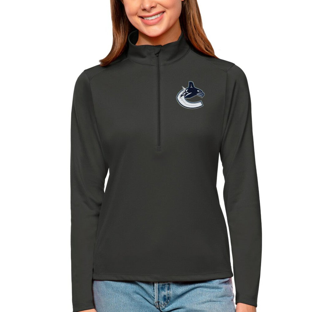 NHL Vancouver Canucks Antigua Women's Tribute Quarter-Zip Pullover Top