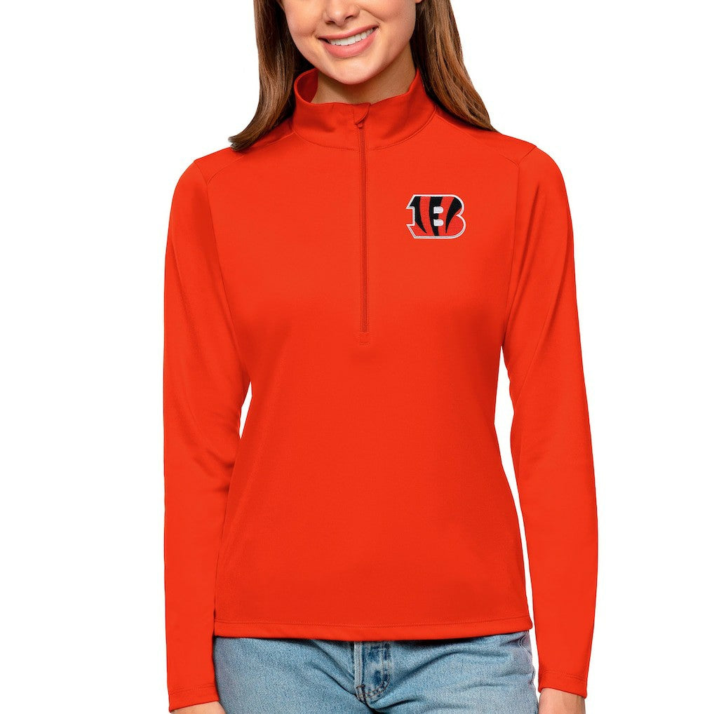 Antigua Women's Tribute Half-Zip Top - Cincinnati Bengals Tops