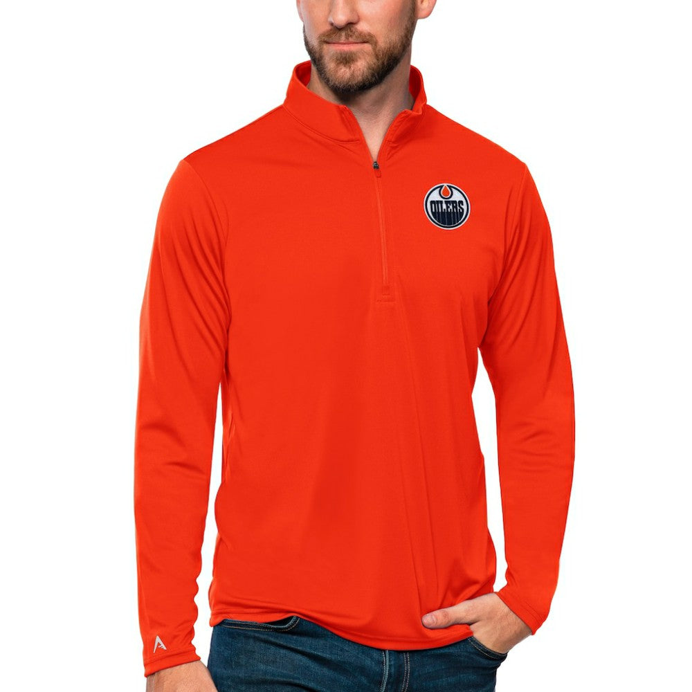 NHL Edmonton Oilers Antigua Tribute Quarter-Zip Pullover Top