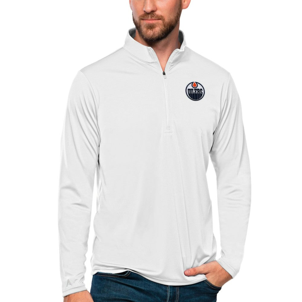 NHL Edmonton Oilers Antigua Tribute Quarter-Zip Pullover Top