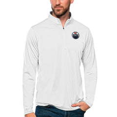 NHL Edmonton Oilers Antigua Tribute Quarter-Zip Pullover Top