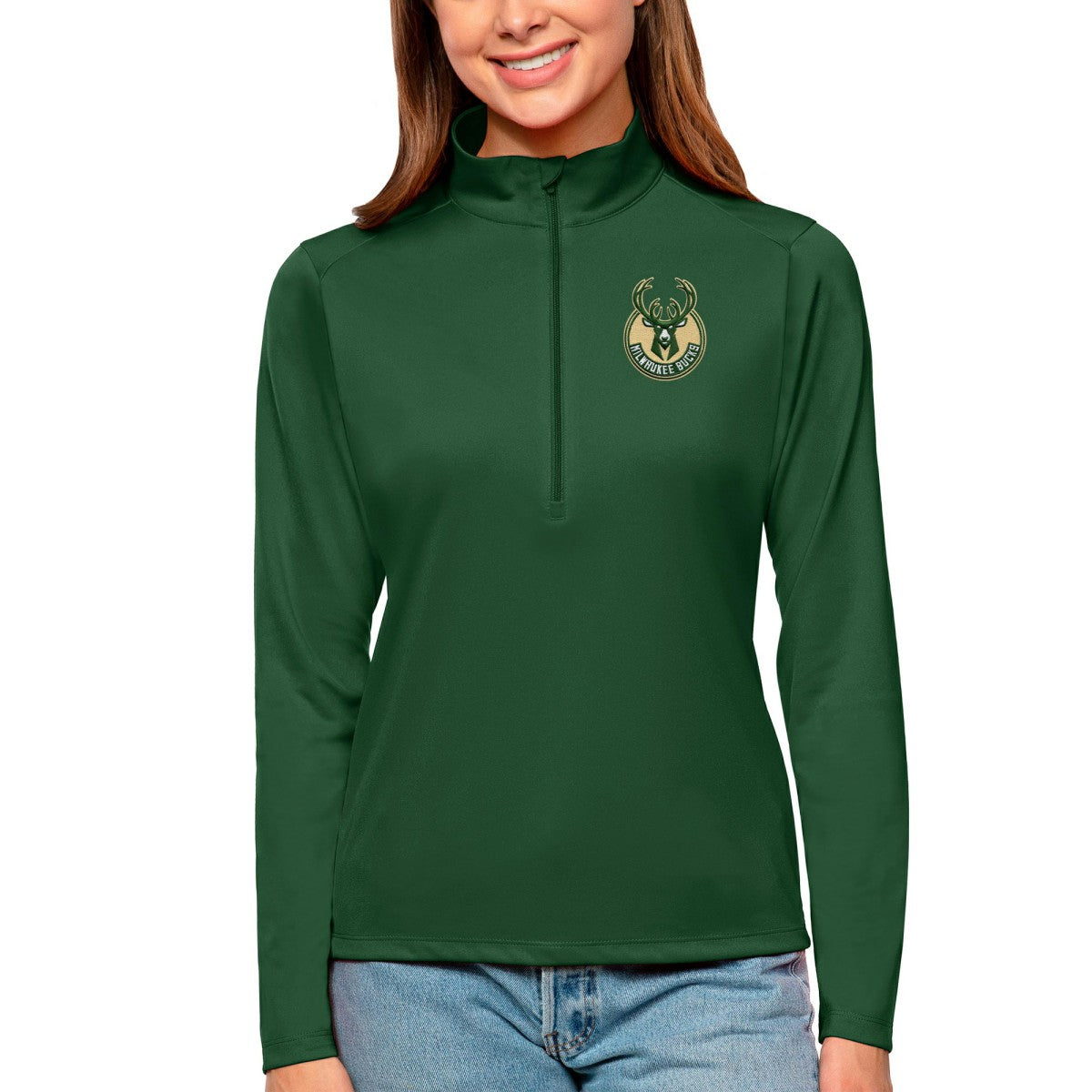 Milwaukee Bucks Antigua Women's Tribute Half-Zip Top