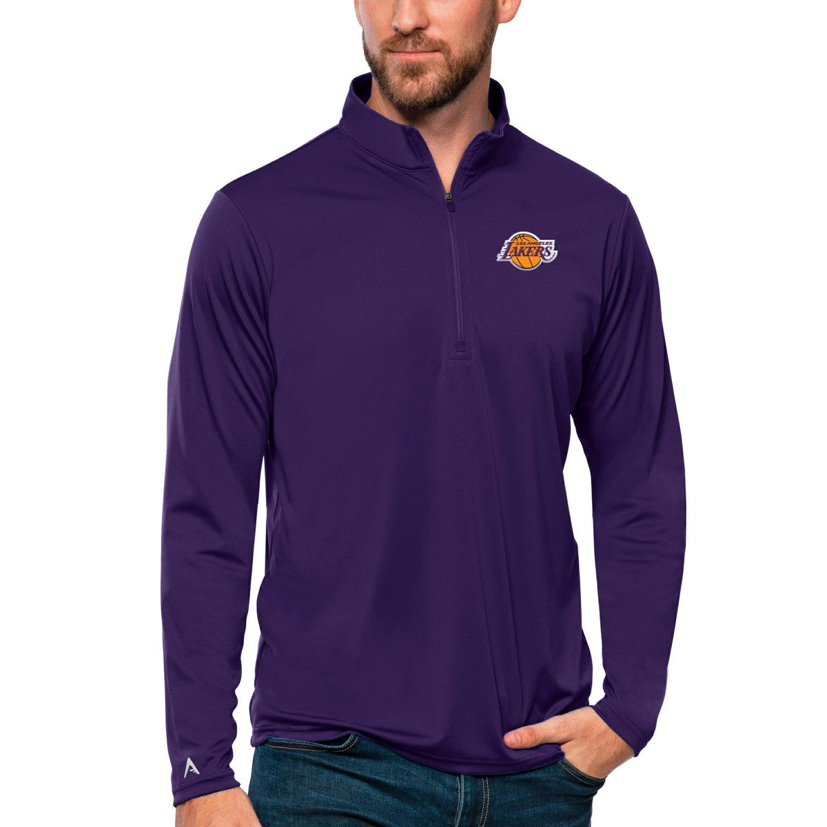 Los Angeles Lakers Antigua Tribute Quarter-Zip Pullover Top