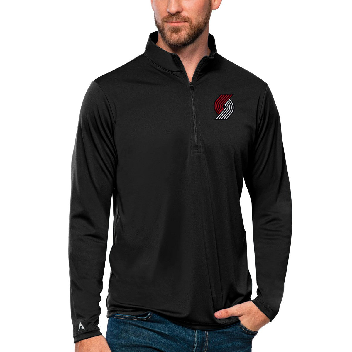 Portland Trail Blazers Antigua Tribute Quarter-Zip Pullover Top