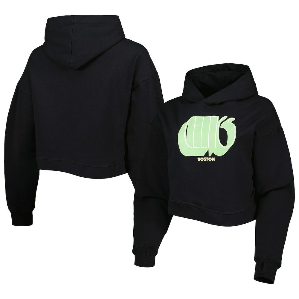 Boston Celtics Lusso Women's Layla World Tour Cropped Pullover Hoodie