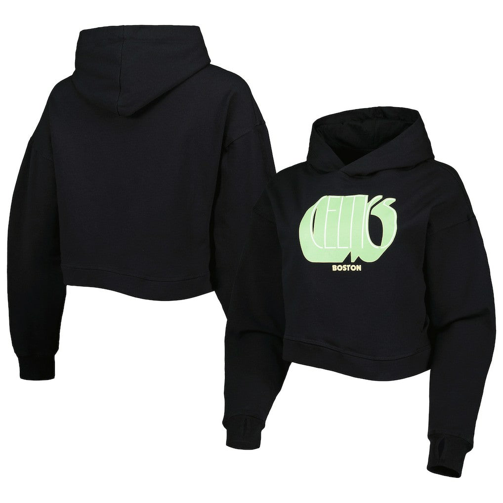 Boston Celtics Lusso Women's Layla World Tour Cropped Pullover Hoodie