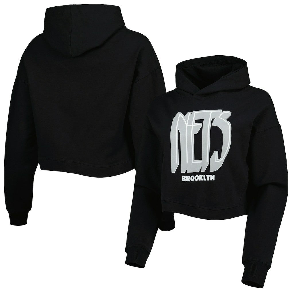 Brooklyn Nets Lusso Women's Layla World Tour Cropped Pullover Hoodie