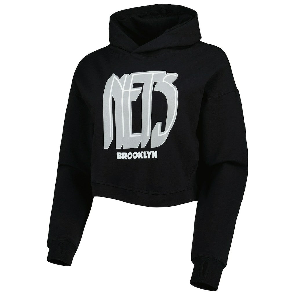 Brooklyn Nets Lusso Women's Layla World Tour Cropped Pullover Hoodie
