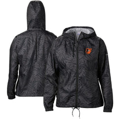 Black Baltimore Orioles Columbia Women's Flash Forward Full-Zip Windbreaker Jacket