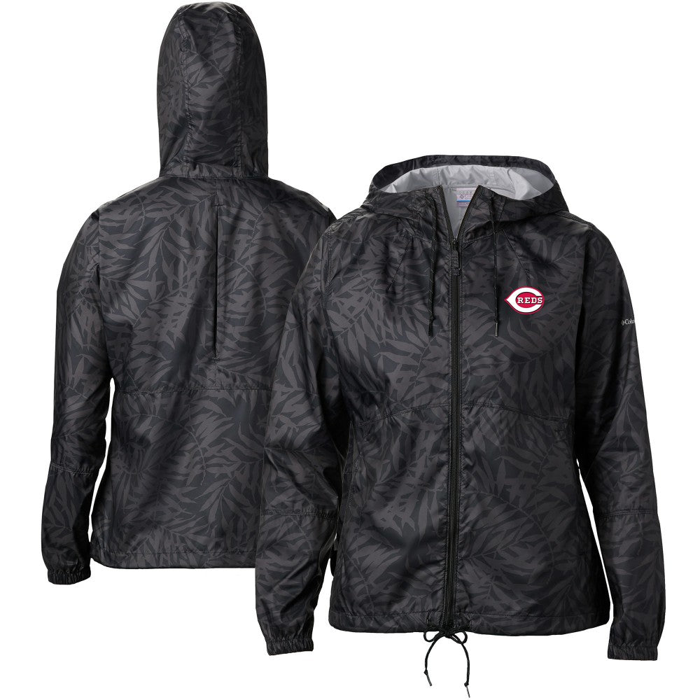 Black Cincinnati Reds Columbia Women's Flash Forward Full-Zip Windbreaker Jacket