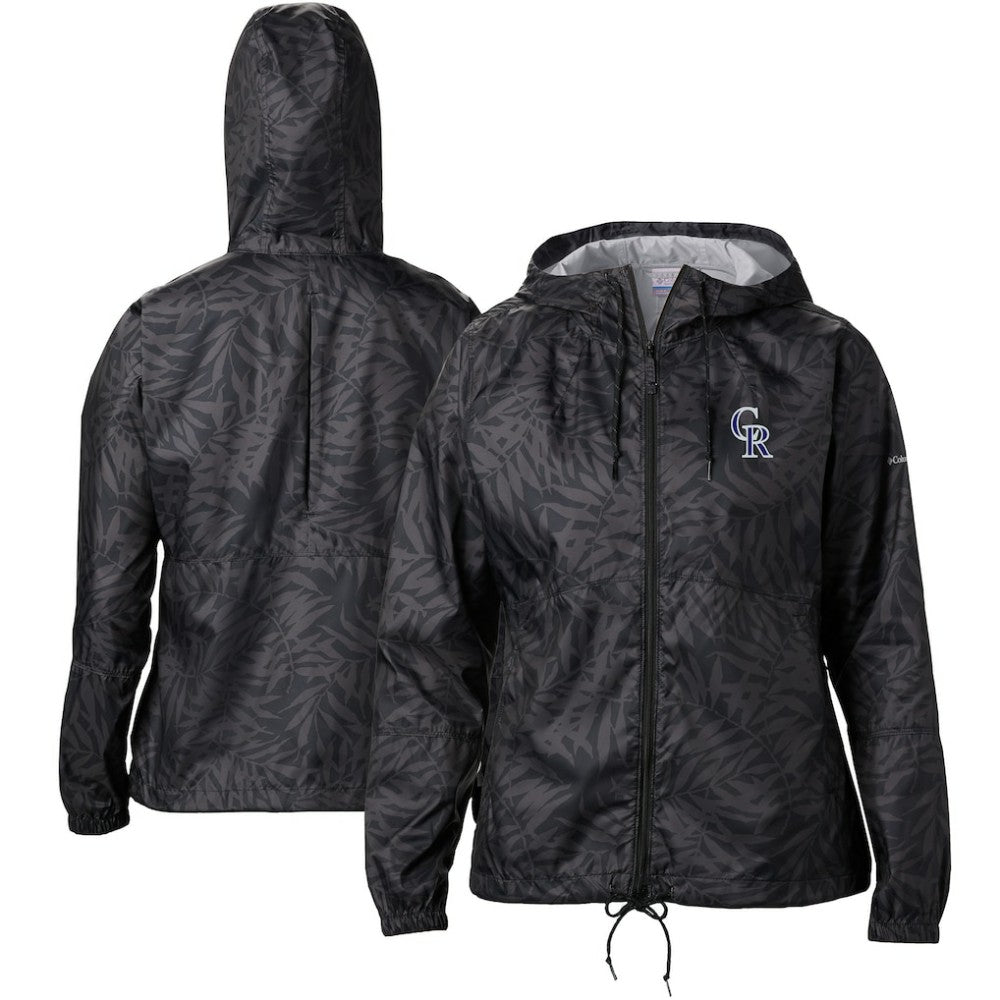 Black Colorado Rockies Columbia Women's Flash Forward Full-Zip Windbreaker Jacket
