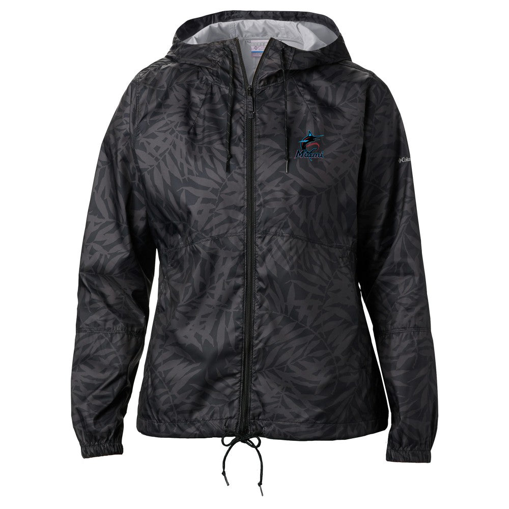 Black Miami Marlins Columbia Women's Flash Forward Full-Zip Windbreaker Jacket