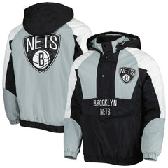 Brooklyn Nets Starter Body Check Raglan Hoodie Half-Zip Jacket