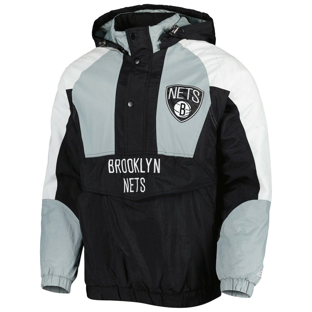 Brooklyn Nets Starter Body Check Raglan Hoodie Half-Zip Jacket