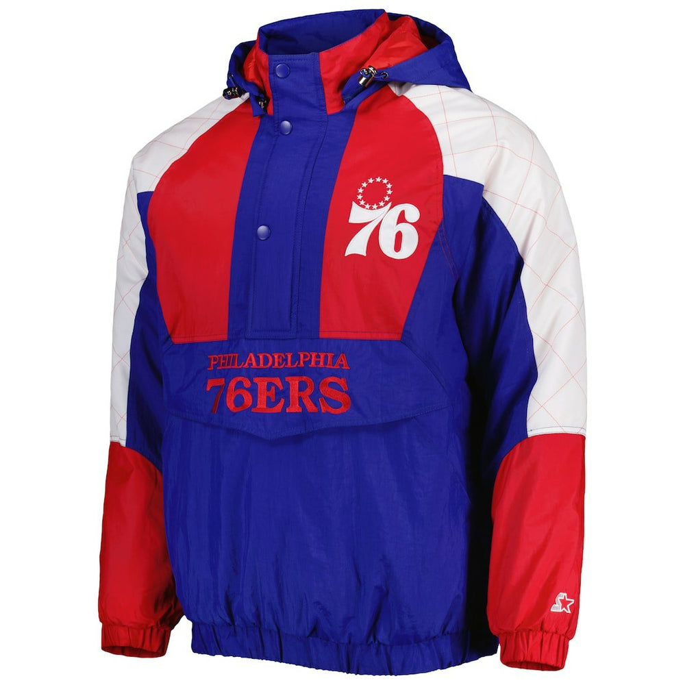 Philadelphia 76ers Starter Body Check Raglan Hoodie Half-Zip Jacket