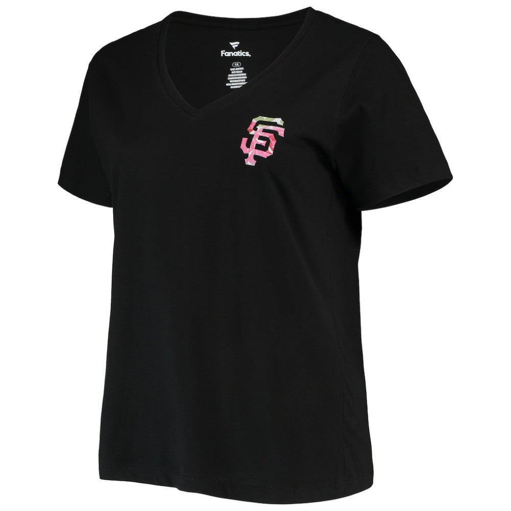 Black San Francisco Giants Women's Plus Size #1 Mom 2-Hit V-Neck T-Shirt
