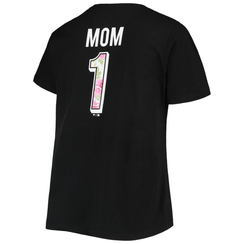 Black San Francisco Giants Women's Plus Size #1 Mom 2-Hit V-Neck T-Shirt