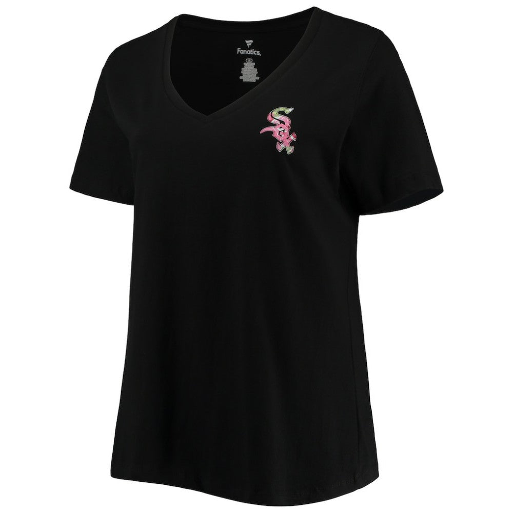 Black Chicago White Sox Women's Plus Size #1 Mom 2-Hit V-Neck T-Shirt