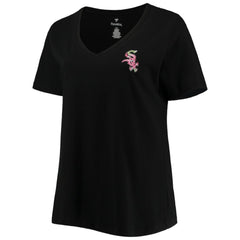 Black Chicago White Sox Women's Plus Size #1 Mom 2-Hit V-Neck T-Shirt