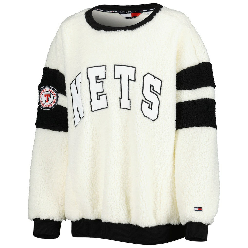 Brooklyn Nets Tommy Jeans Women's Mindy Sherpa Pullover Sweatshirt