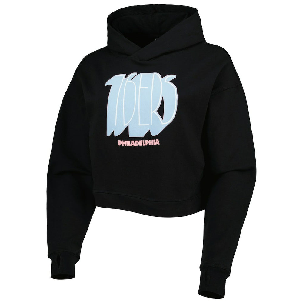 Philadelphia 76ers Lusso Women's Layla World Tour Cropped Pullover Hoodie