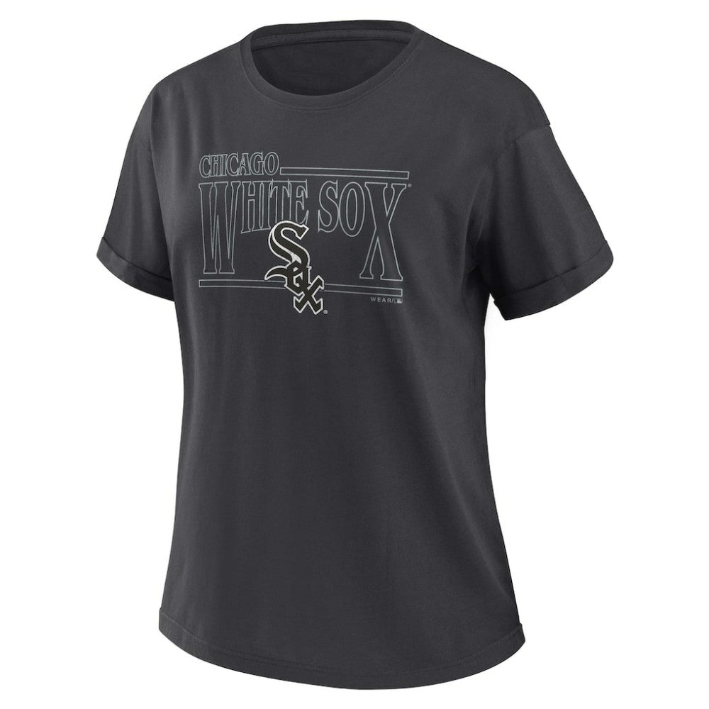 Charcoal Chicago White Sox WEAR by Erin Andrews Women's Oversized Boyfriend T-Shirt