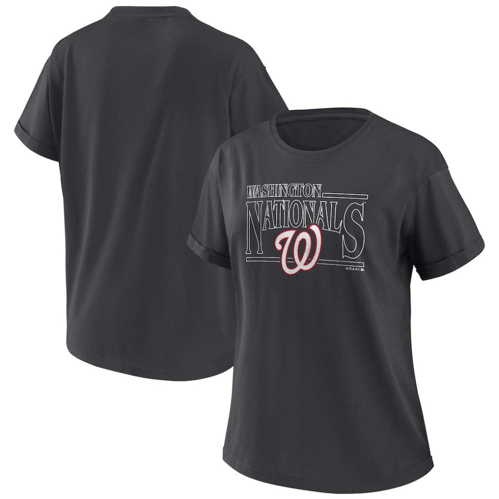 Charcoal Washington Nationals WEAR by Erin Andrews Women's Oversized Boyfriend T-Shirt