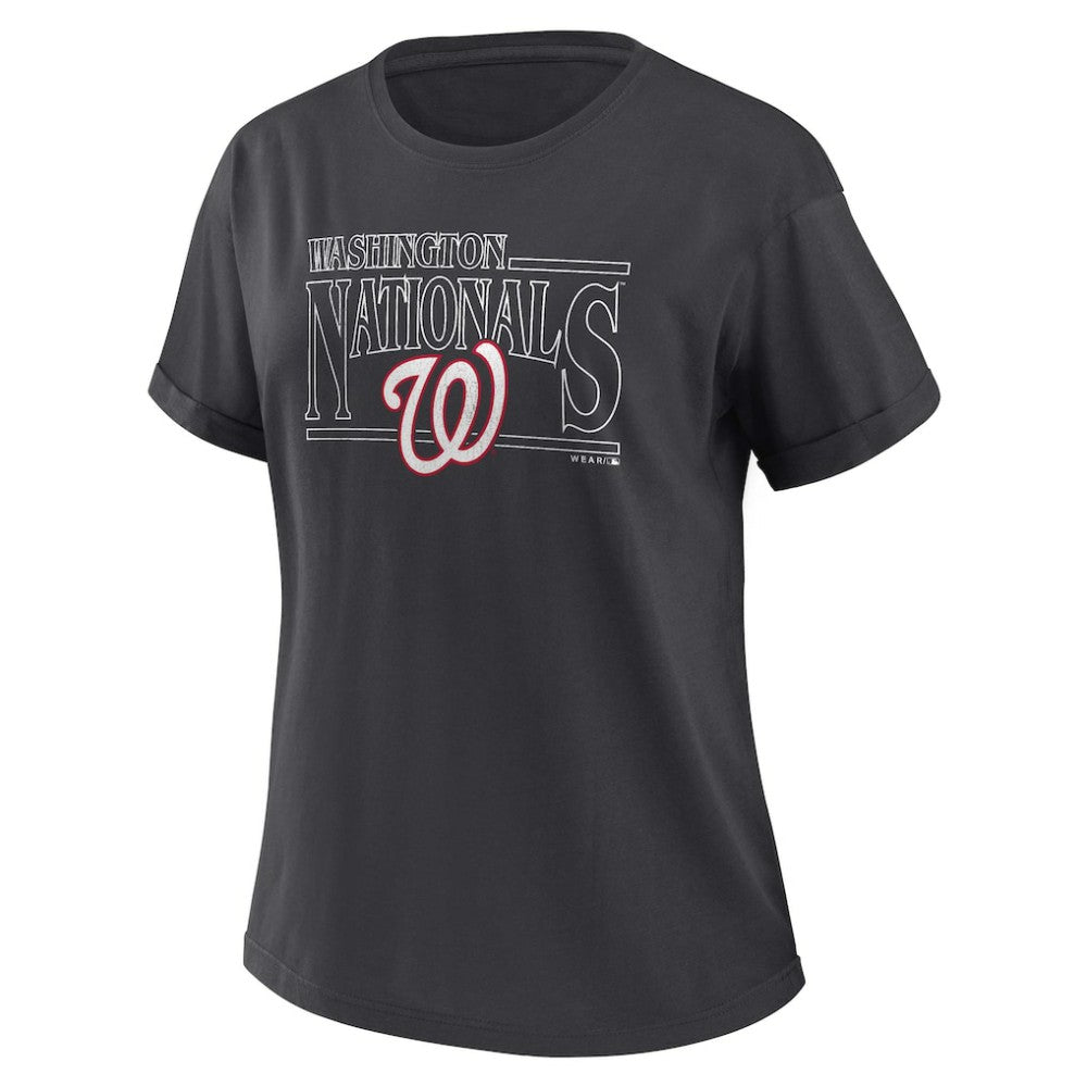 Charcoal Washington Nationals WEAR by Erin Andrews Women's Oversized Boyfriend T-Shirt