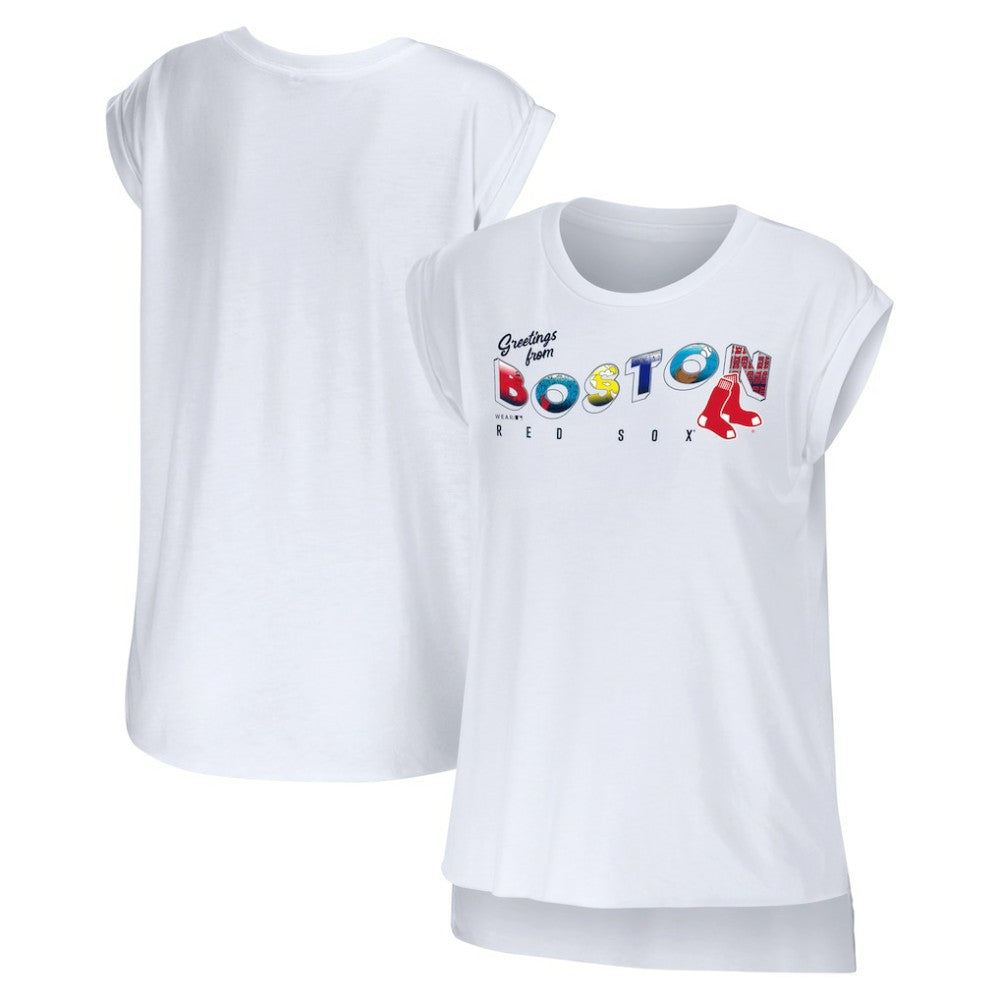 White Boston Red Sox WEAR by Erin Andrews Women's Greetings From T-Shirt