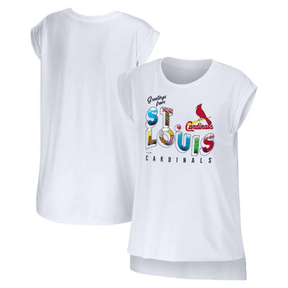 White St. Louis Cardinals WEAR by Erin Andrews Women's Greetings From T-Shirt