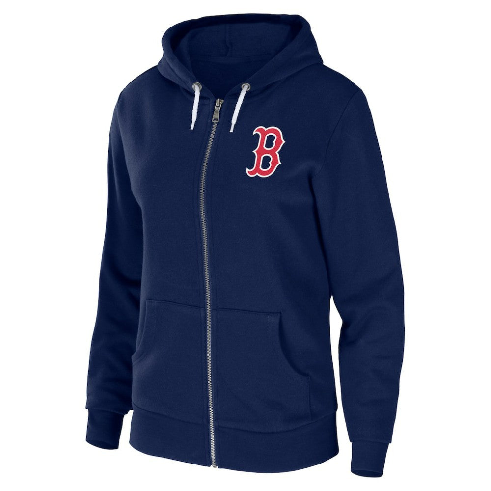 Navy Boston Red Sox WEAR by Erin Andrews Women's Sponge Fleece Full-Zip Hoodie