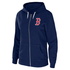 Navy Boston Red Sox WEAR by Erin Andrews Women's Sponge Fleece Full-Zip Hoodie