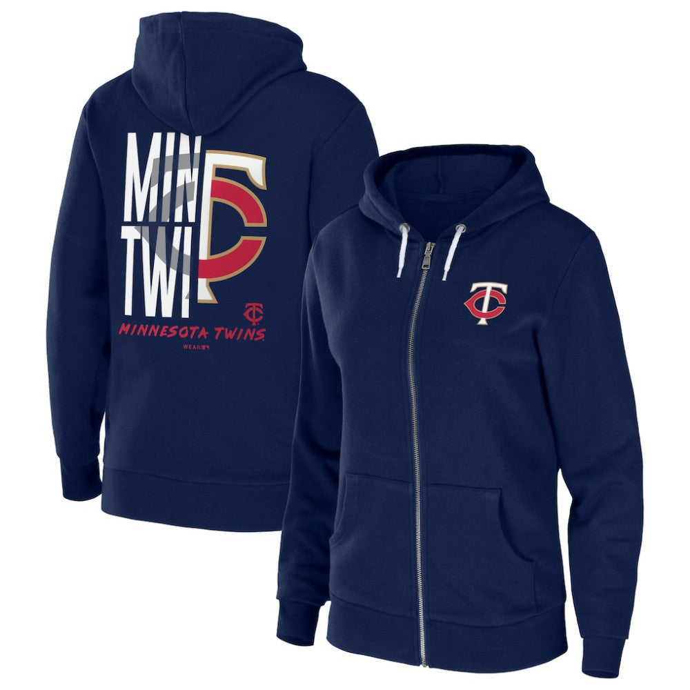 Navy Minnesota Twins WEAR by Erin Andrews Women's Sponge Fleece Full-Zip Hoodie